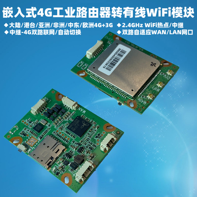 插卡4G轉有線雙網口WiFi路由器工業物聯模塊智慧智能安防內置模組